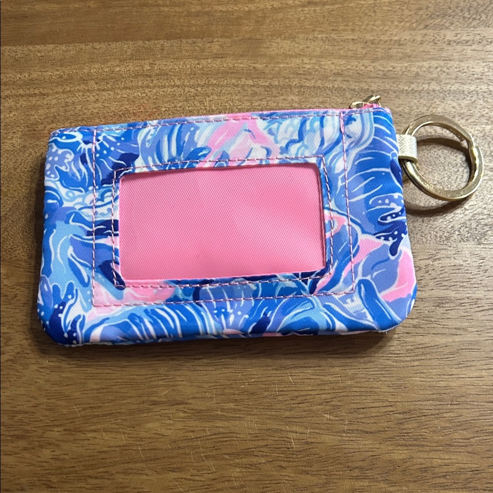 Lily Pulitzer Floral Blue and Pink Keychain Wallet